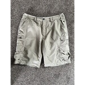 Denali Men's Stretch Hybrid Cargo 9" Shorts Khaki Sz 36 Hiking Pockets